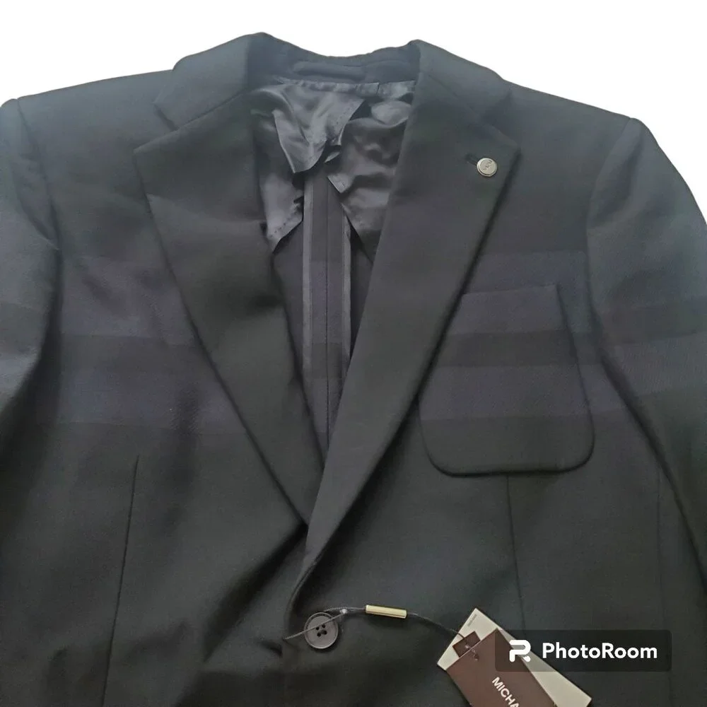 Michael Kors mens suits blazer coat jacket stretch sz 44 regular black $798.00‎